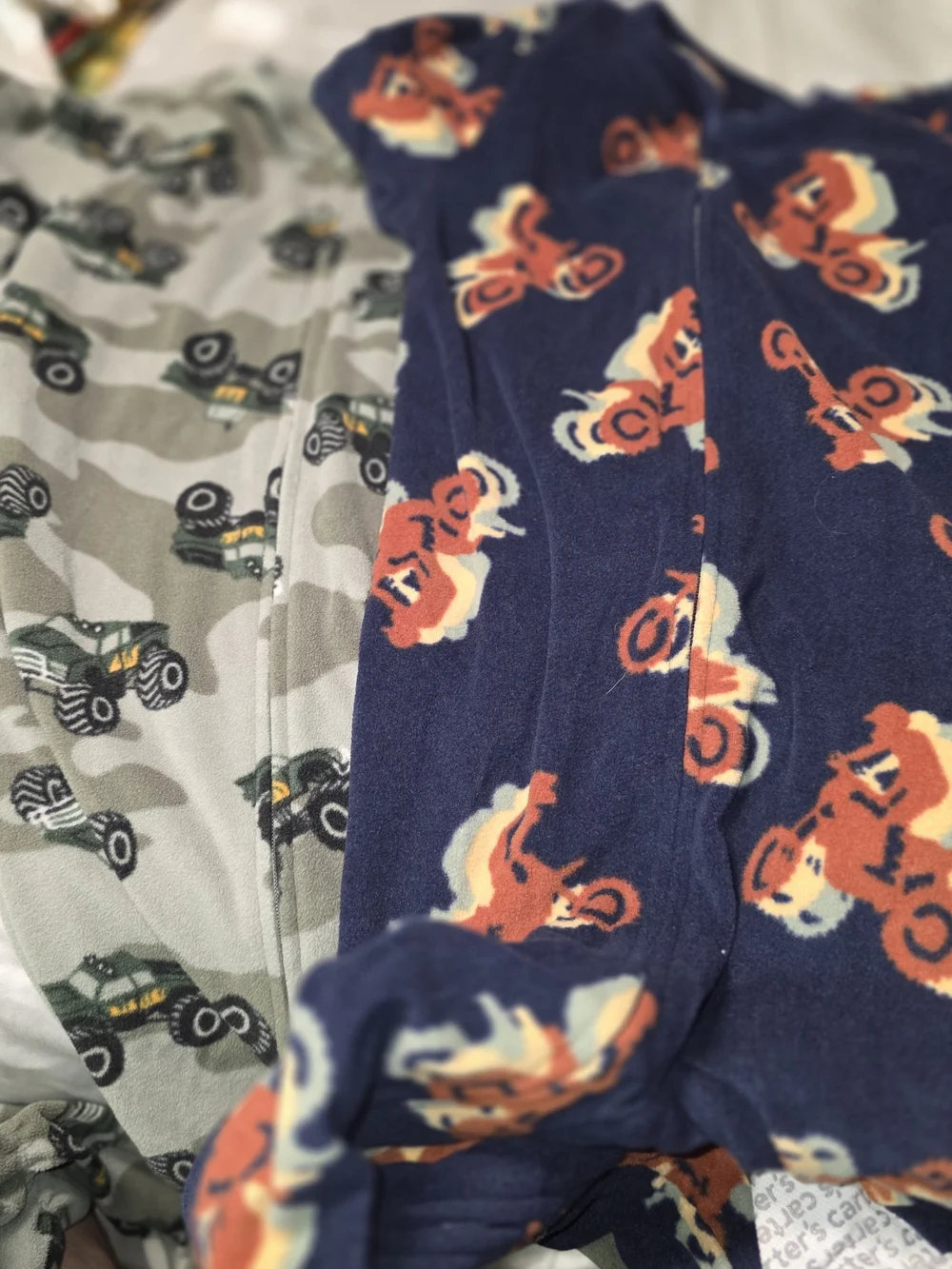 Carter's Navy and Gray Monster Truck & Motorcycle Fleece Pajama Set 2